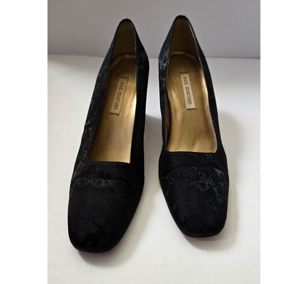 Ann Marino Black Jacquard Block Heel Pumps – Women’s 9.5M - Picture 4 of 10